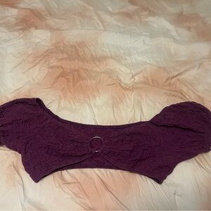 SHEIN Purple Crop Top with Puff Sleeves